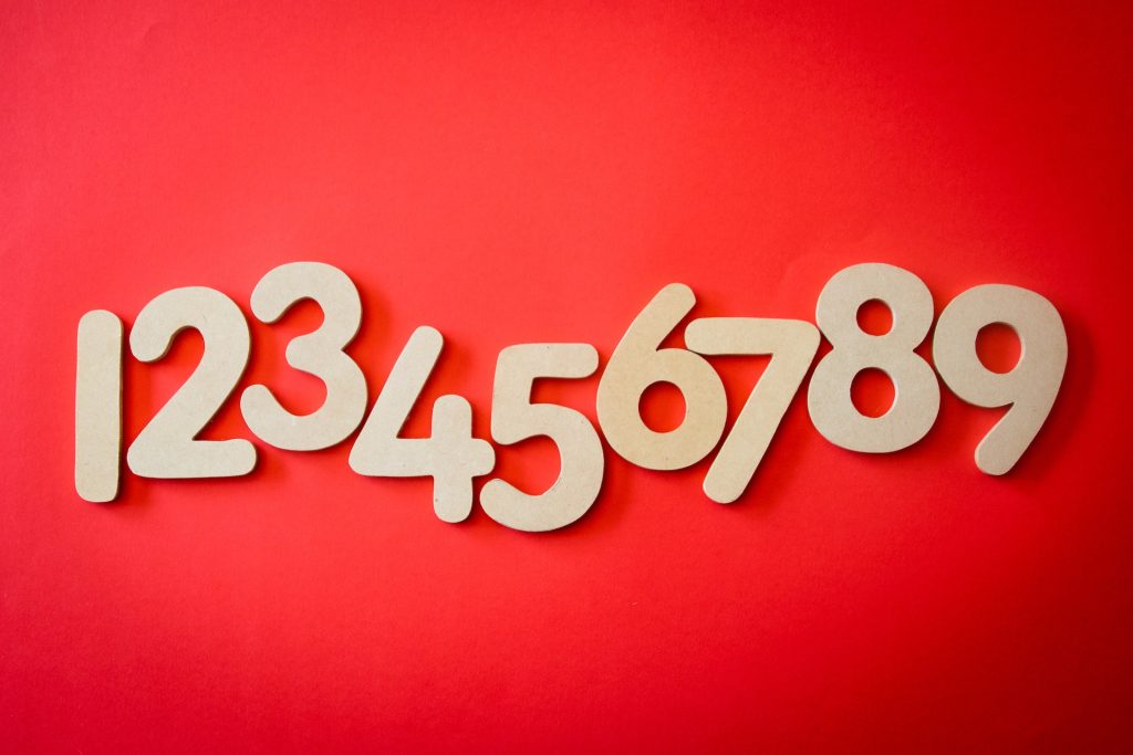 numbers 1 to 9 on a red background
